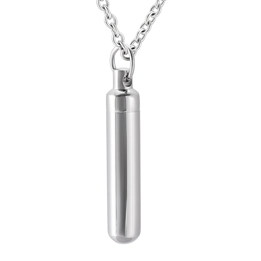 Bar Shape Urn Necklace Mens Teens Simple Design High Polish Stainless ...