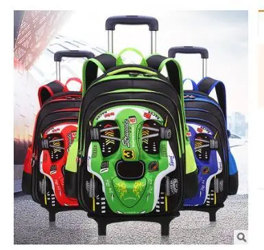 

Kid's School Wheeled Backpack On Wheels Trolley School Bag For Boys Children Car Trolley School Rolling Backpack Bags For Kids
