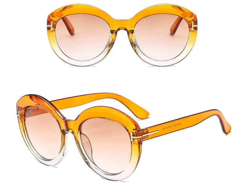 Новые модные круглые женские солнцезащитные очки, брендовые градиентные цветные оправы с T, уникальные женские и мужские очки Oculos de sol UV400