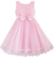 Sunny Fashion Robe Fille Rose Rose Arc Attacher Ceinture Mariage Partie