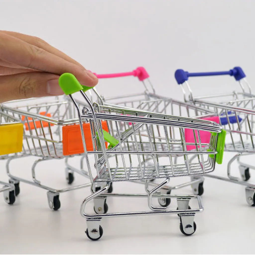 Kids Children Pretend Play Mini Shopping Entertainment Fun Cart Trolley Home Room Office Decor Toy Gift Pink