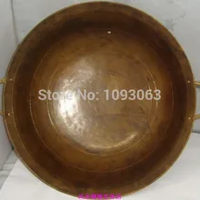 Чистая медная сковорода для жарки ручной работы предотвращает витилиго желтая медная сковорода Толстая ВОК плита диаметр 38 см