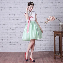 Элегантная женская обувь; большие размеры Korea Hanbok китайское традиционное платье Женский Национальный в Корейском стиле детский танцевальный костюм с вышивкой в Корейском стиле «ханбок» для повышения производительности