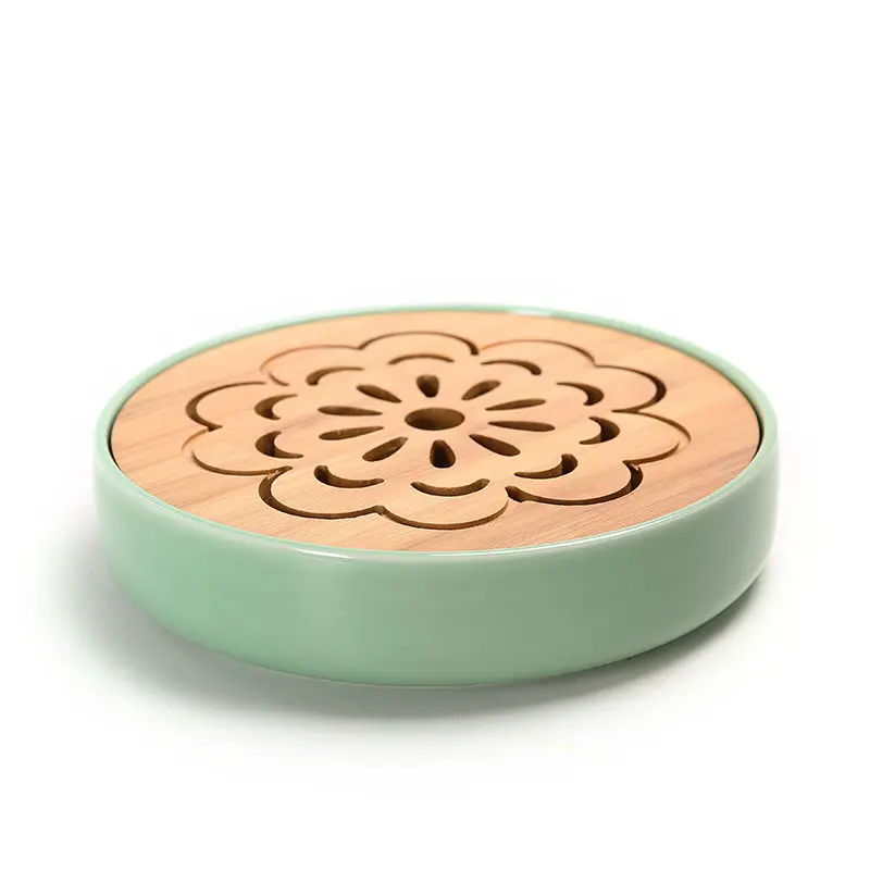  Mini Tea Tray Ceramics Bamboo Drainage Water Storage Tea Set Room Board Table Chinese Tea Cup Cerem