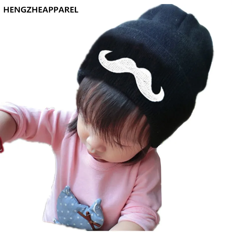 2017 new beard pattern crochet children warm beanies boys girls fashion spring caps boy girl headwear covers hats 