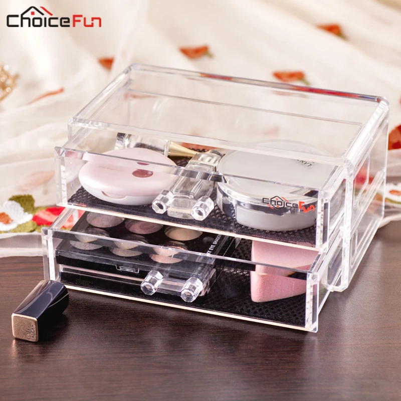  CHOICE FUN Stackable Desk Table Clear Plastic Make Up Storage Box Organiser Acrylic Makeup Cosmetic
