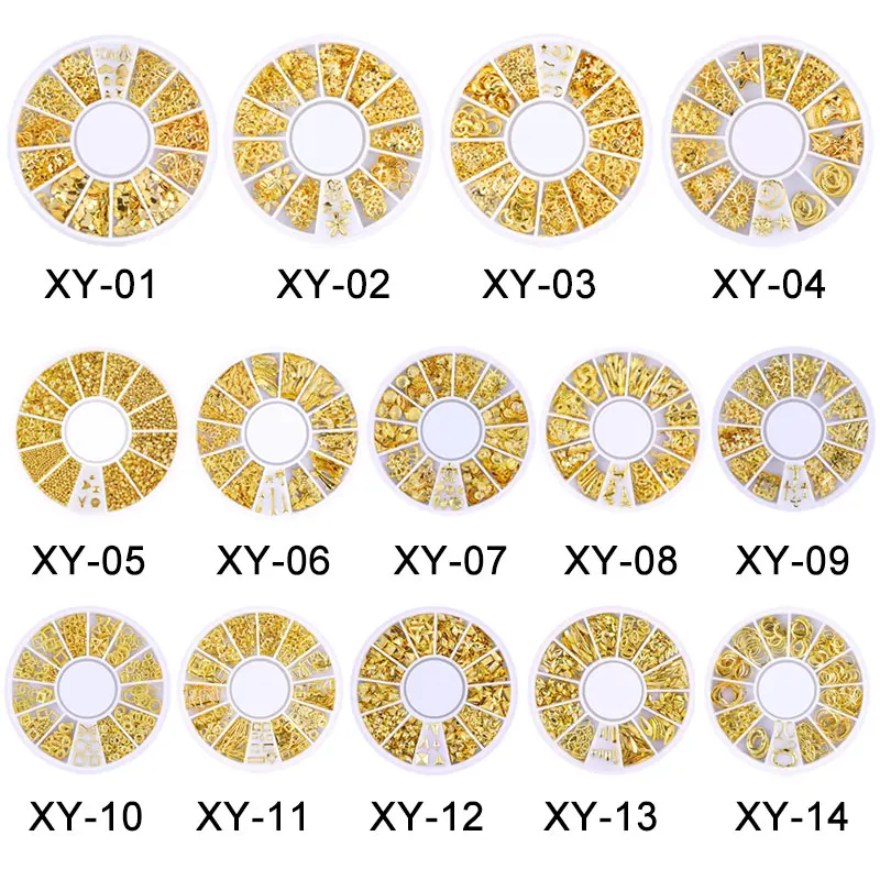 

Nail Art Decoration Metal Mixed Shapes Geometry Hollow Golden 3D Tips DIY Nail Art Tools NShopping