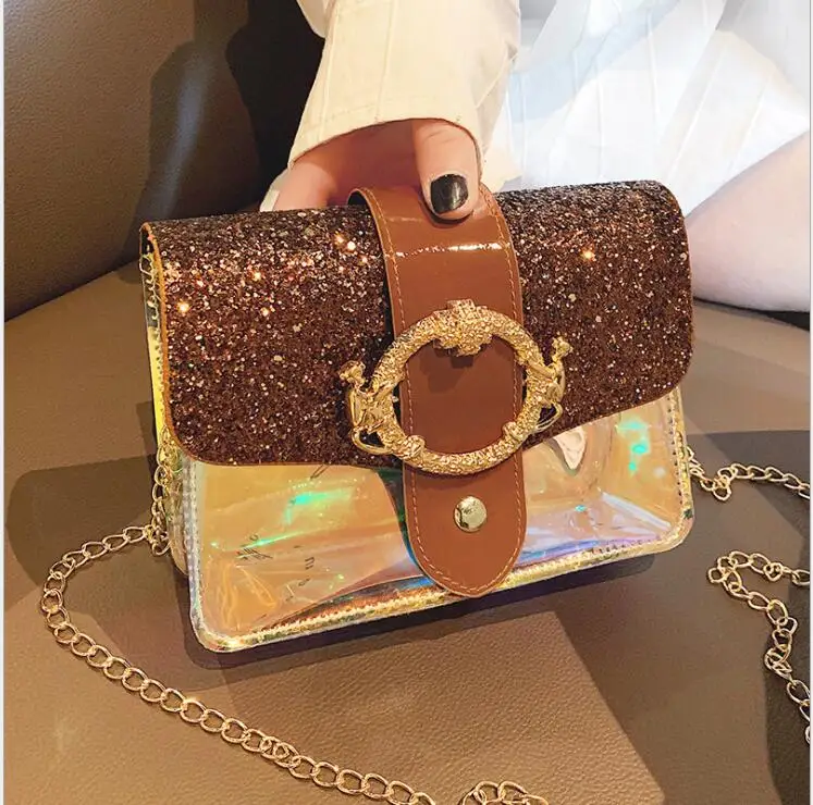 

Harujuku Mini bag for Women Summer Transparent laser Handbags for Female Casual Lady Chain Shoulder bags Crossbody Ladies bag