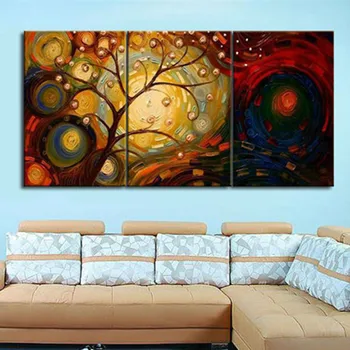

3 Piece Wall Painting Handpainted Abstract Knife Color Tree Oil Paintings on Canvas Handmade Modern Home Decorativos Art Picture