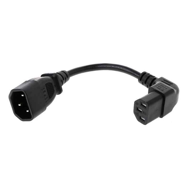 

1Pc Male to FemaleC13 to Right-Angle C14 connectorsPLug PDU Extension Power Cable Connector Right Angle Power Extension