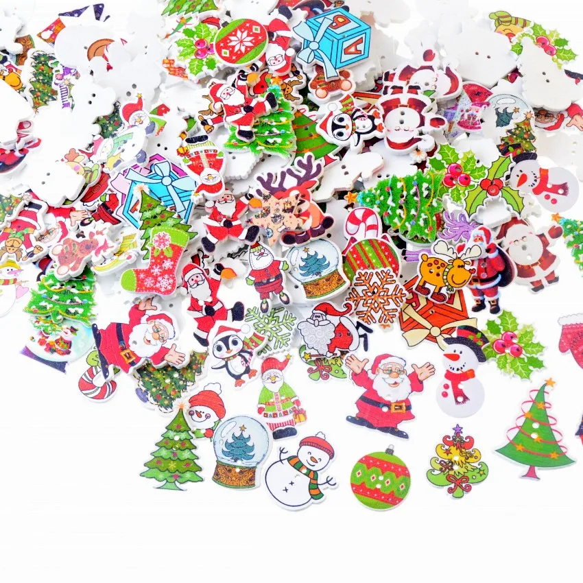 

Free Shipping 10-50Pcs Christmas Decorative Buttons Wood Sewing Buttons Scrapbooking