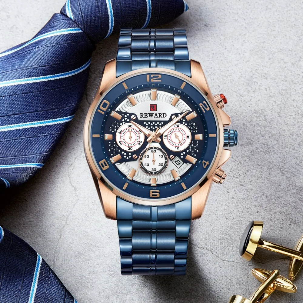 

Men's watch six-pin calendar waterproof three-eye quartz watch steel band watch business men's watches