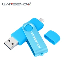 WANSENDA OTG USB флеш-накопитель поворотный флеш-накопитель 8 ГБ 16 ГБ 32 ГБ 64 Гб 128 ГБ 256 ГБ флеш-накопитель 2 в 1 Micro USB карта памяти диск
