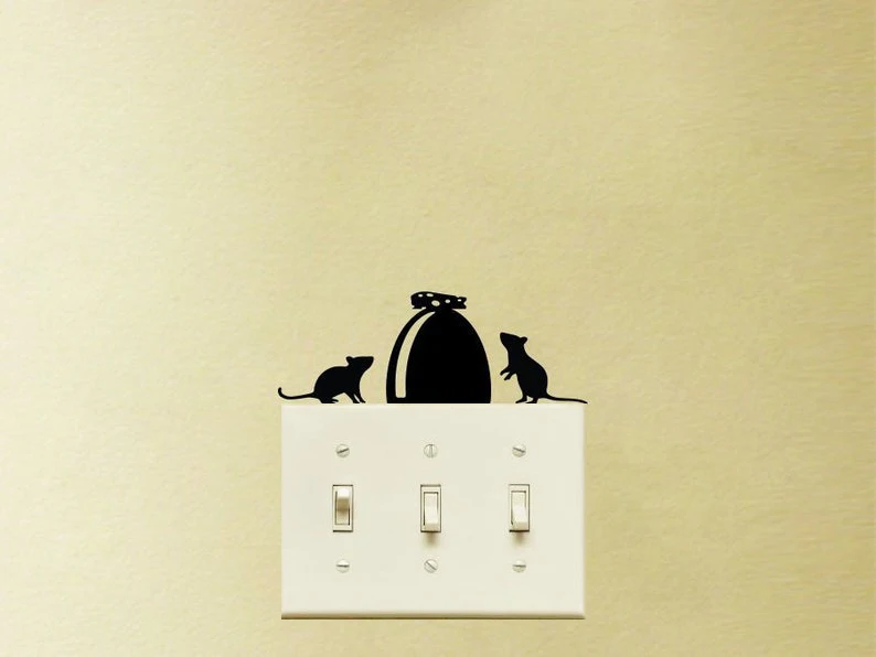 

Two Hungry Little Mice Surround A Bag Of Huge Food Light Switch Decal And Mural For Kids Room Home Logo Fitting Sticker GA377