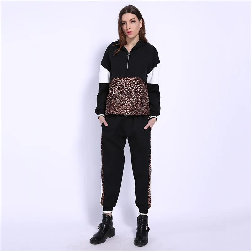 GCAROL, Новое поступление, осенние женские комплекты из 2 предметов, леопардовая толстовка, длина по щиколотку, штаны-вредители, женские спортивные костюмы, толстовки