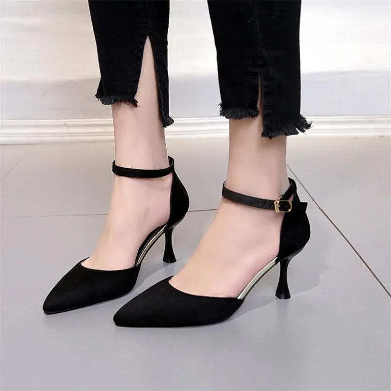 

Wigqcy 2019New spring and summer fine with pointed simple high heels fashion single shoes solid wild casual shoes high heels X77