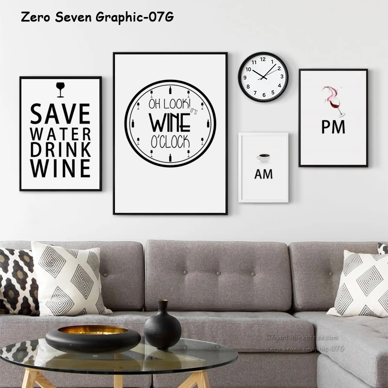 

Time To Drink Coffee Wine A3 Canvas Painting Posters And Prints Living Room Dining Room Grally Wall Art Pictures Home Decoration