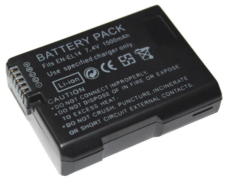

EN-EL14 EN-EL14A 1500mAh 7.4V Digital Rechargeable Camera Battery for Nikon D5300 D5200 D5100 D3200 D3100 D3300 P7000