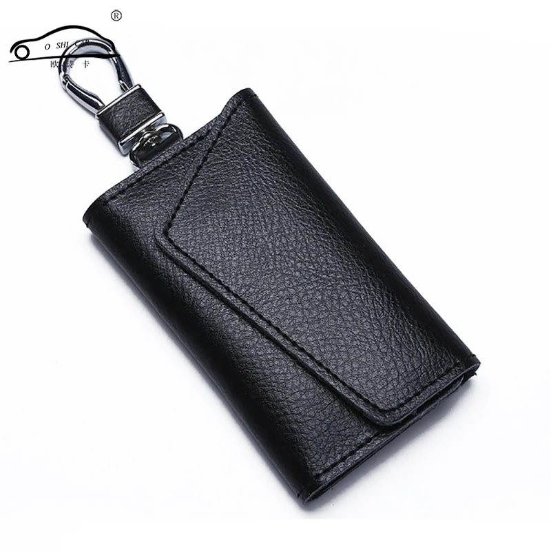 OshiCar® Genuine Leather Pocket Key Case With 6 Hooks Snap Closure /&1Car Key Fob