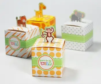 

Lovely animal candy favor box for baby shower newborn children birthday party, sweets dragee gift chocolate bag bomboniere,50PCS