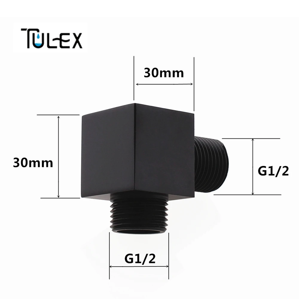 TULEX черный хромированный душевой шланг разъем квадратный аксессуары для ванной комнаты латунный корпус настенный Разъем Кронштейн для душевого шланга