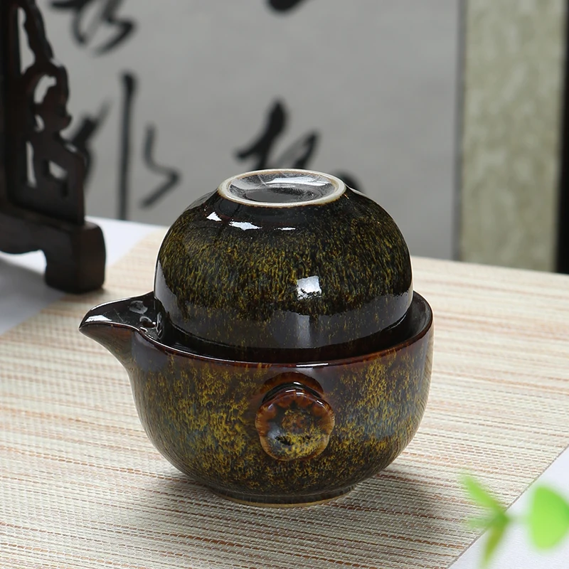 

Kiln change to build Kuaike cup kungfu tea set china traveling portable a pot of coarse pottery hand grabbing pot office teacup