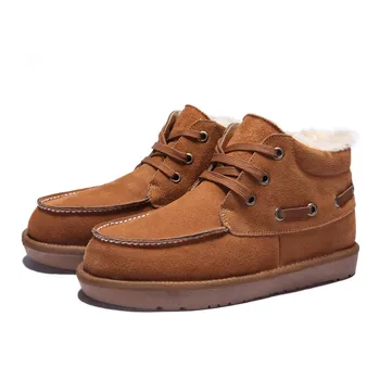 

Snow Boots Men's Shoes Warm 2019 Ankle Timber Boots Leather Winter Shoes Fur Casual Solid Flat Waterproof Platform Large Size 48