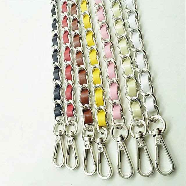 11 PU Leather Colors! DIY 120cm Silver Metal Chain Purse Straps Replacement Shoulder Bag Strap ...