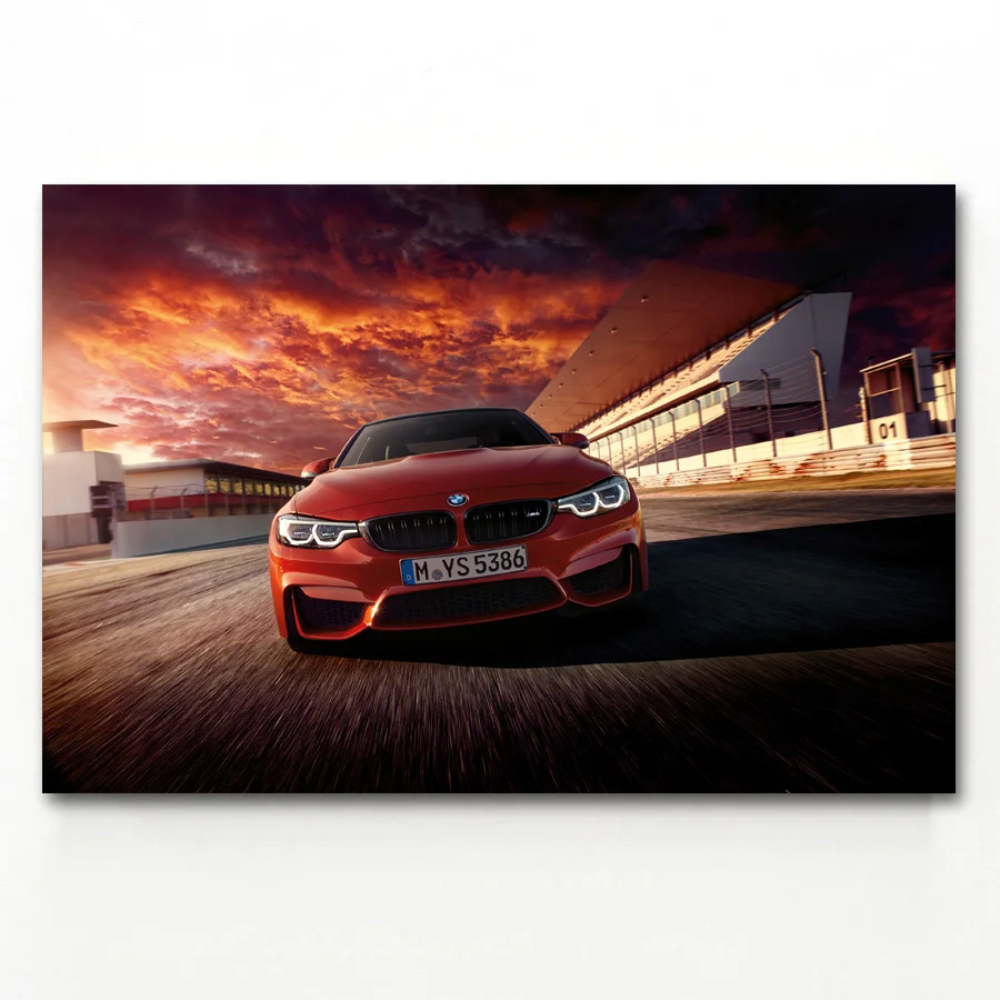 

B M W M4 Car Luxury Car Orange Car Vehicle Wall Art Posters and Prints Canvas Art Paintings For Room Decor