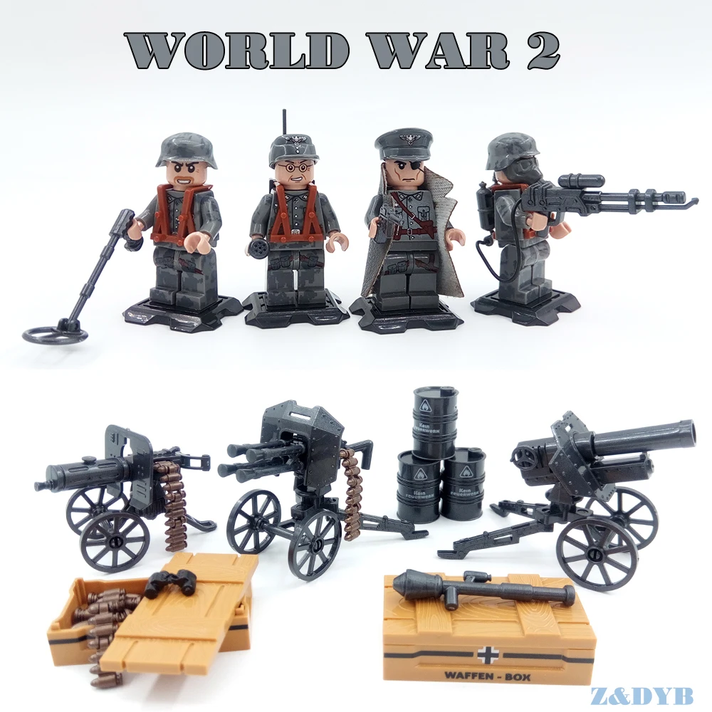 

WW2 German Army Military Figures Compatible Legoed Armed Forces Soldier Weapon Educational Building Block Brick For Children Toy