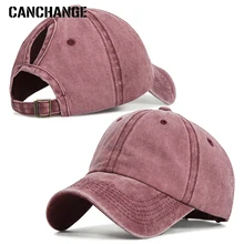 Модный конский хвостик Кепка s для женщин бейсбольная однотонная бейсболка из хлопка кепки в стиле хип-хоп женские спортивные бейсболки шапка с отверстием для хвоста