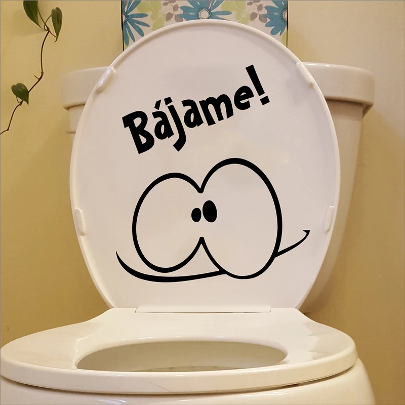 

Free Shipping Novelty Creative Funny Toilet Seat Decals Bathroom Decor , Spanish Toilet Seat Stickers Wall Mural Art Decoration