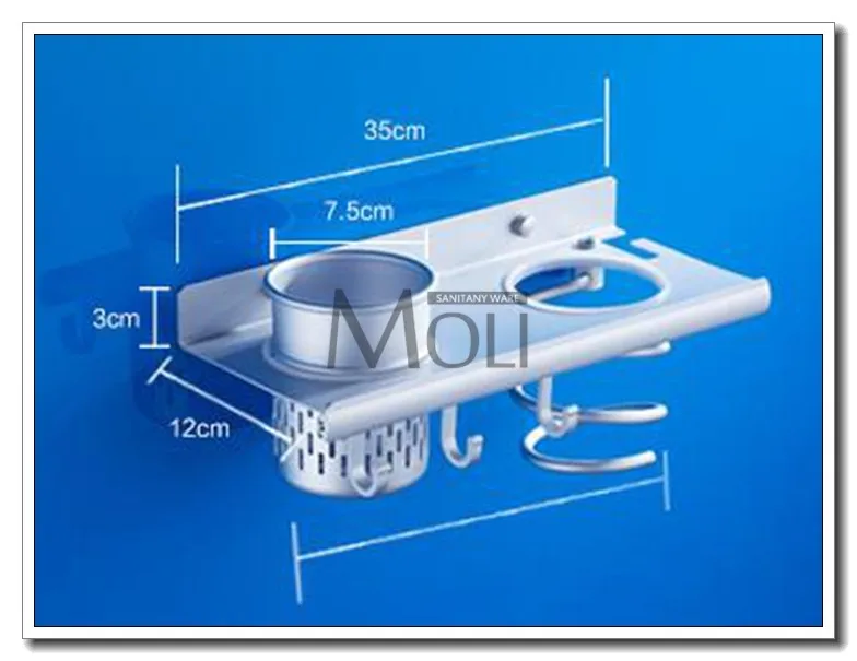 Многофункциональный фен-держатель для ванной комнаты, настенный стеллаж, алюминиевый органайзер для хранения на полке, фен-держатель F1009