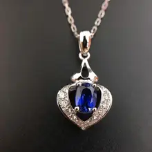 0 691ct 0 144ct 18K White Gold Natural Sapphire and Pendant Necklace Diamond inlaid 2016 Factory