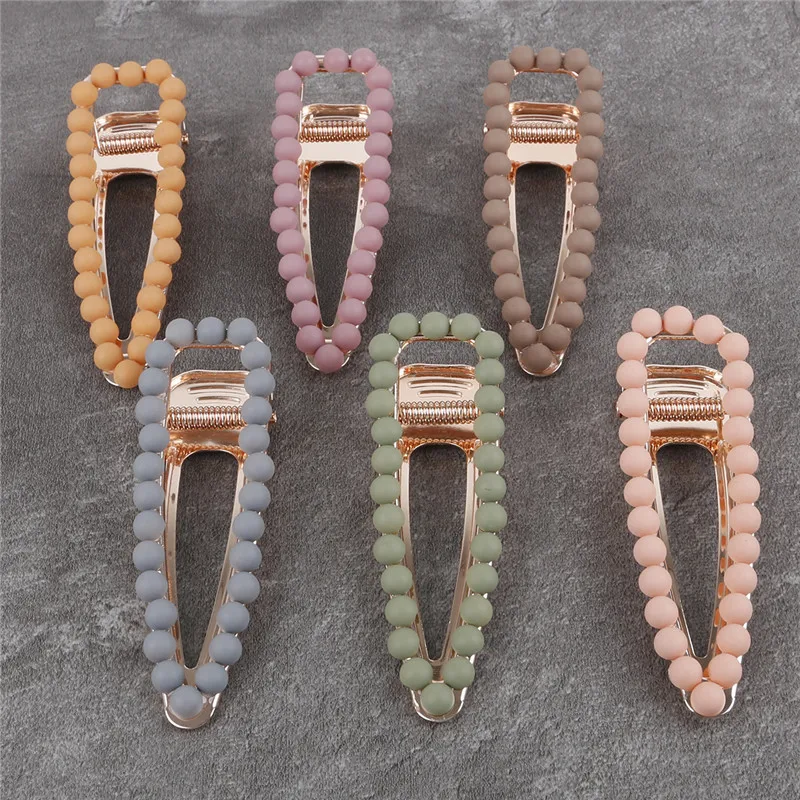 8cm Scrub Pearl Hair Clip Morandi Color Drops Side Clips Liu Hai Clip