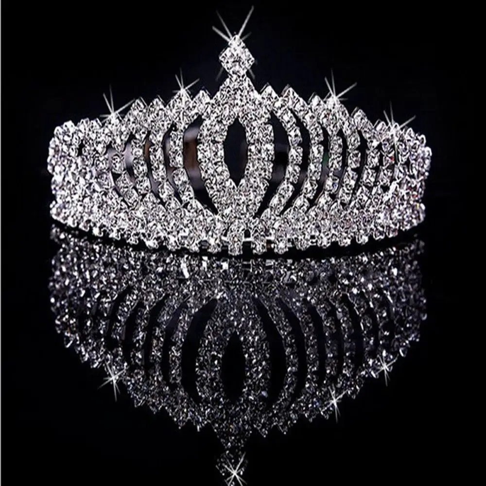 Tiara De Boda Con Diamantes De Imitación - Corona Dorada De Cristal, Con Peine, Para Novias Y