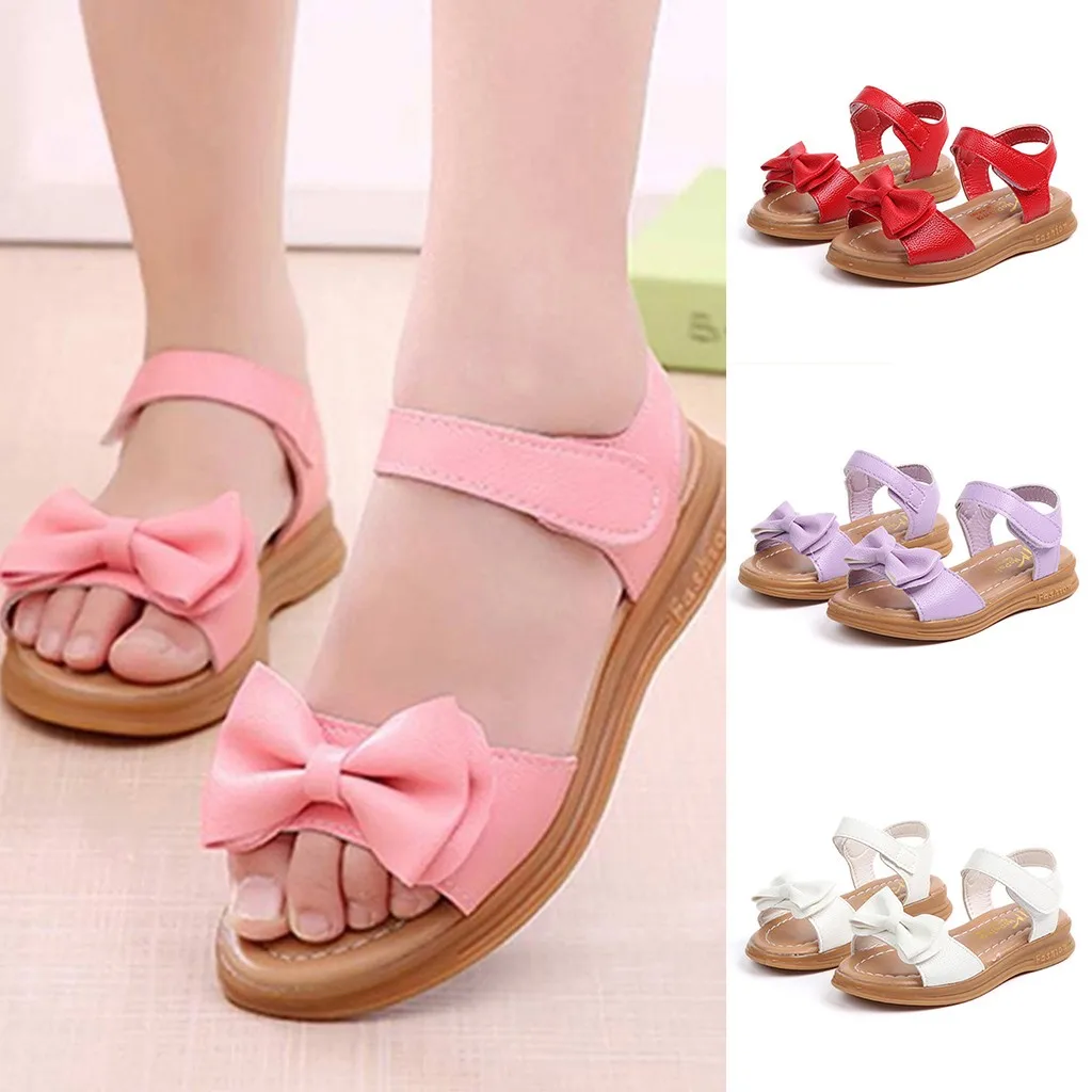 Newest kids sandals Summer Kids Shoes Children Magic Hook Beach Sandals Fashion Bowknot Girls Flat Pricness Shoes Dropshipping