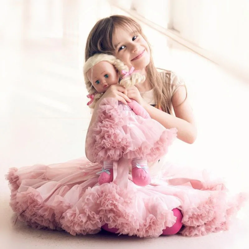 

2018 New Ins Pretty Cute Solid Mesh Tutu Skirt For Girls Saia Summer Kids Princess Dancing Ruffles Ball Gown Skirts Costumes