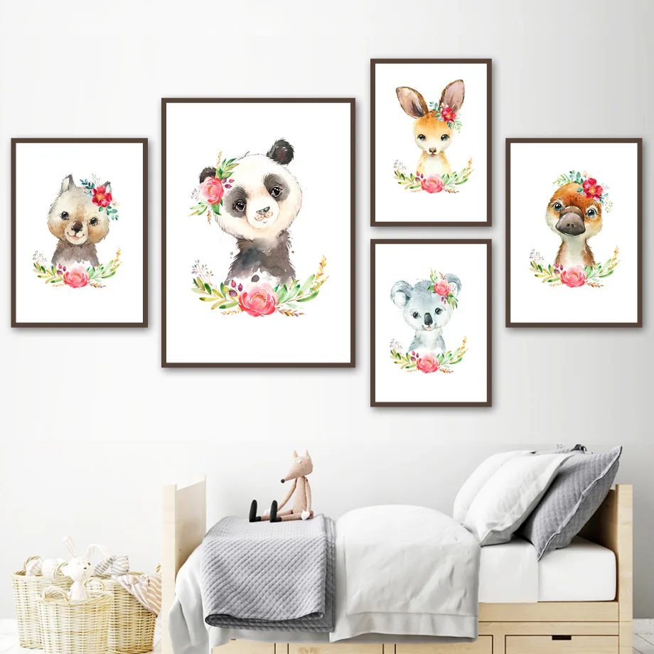 

panda Bear Koala duck Animal Wall Art Canvas Prints Nordic Posters And Prints Canvas Painting Wall Pictures Baby Kids Room Decor