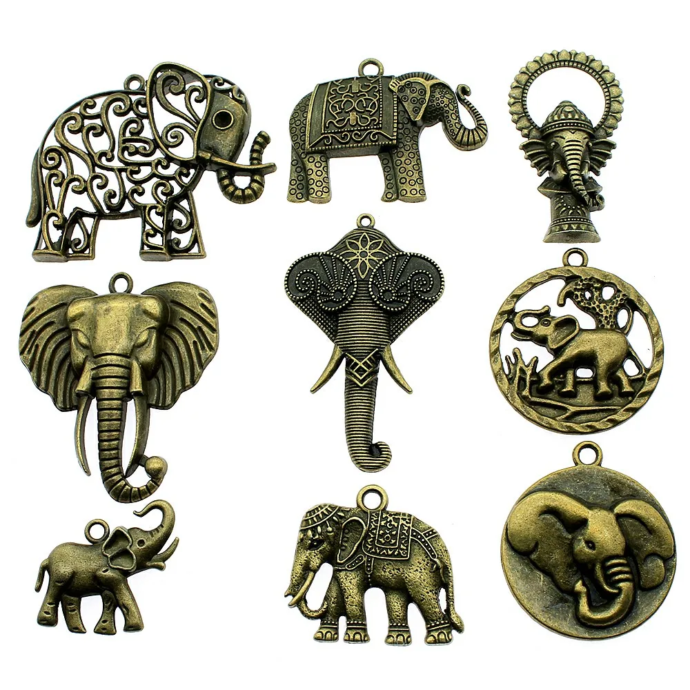 2pcsElephantCharmsAntiqueBronzeColorElephantCharmsPendantsFor