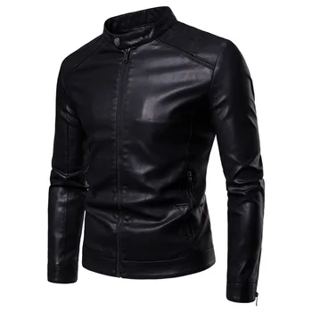 

2018 New Fashion PU Leather Jacket Men Jaqueta De Couro Masculina Brand Mens Jackets And Coats Skinny Fitness Motorcycle Jacket
