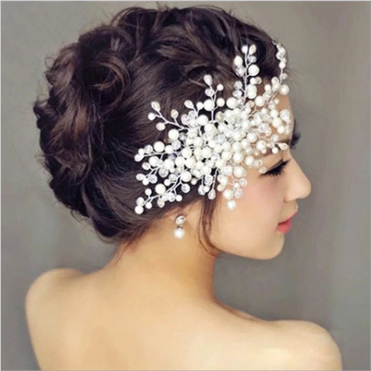 Дизайн серебряные жемчужные украшения для волос ручной работы свадебная диадема с кристаллами гребни для волос Горячая Распродажа головной убор Свадебные аксессуары для волос