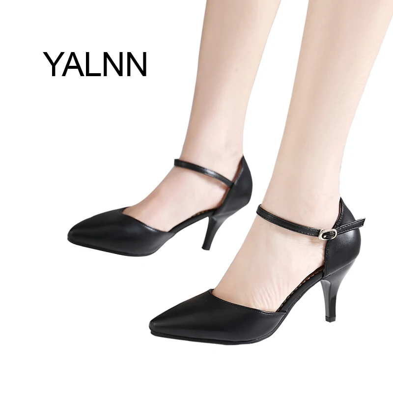 baratas 7 YALNN Hot Casual Moda Verão Nova Fivela Preto Cinta cm Mulheres Sólidos Sandálias de Salto Sapatos Femininos para Meninas