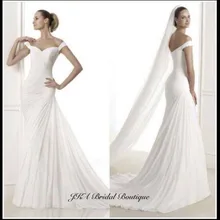 Custom Made Latest Design 2017 Mermaid Wedding Dresses Chiffon and Satin Bridal Dress Off the Shoulder vestido de noiva