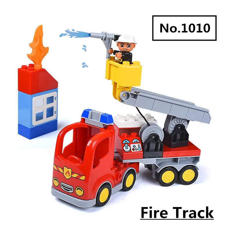 Diy большой размер городской пожарный отдел пожарная станция строительные блоки совместимы с Duploed хобби игрушки для детей детский подарок - Цвет: No.1010