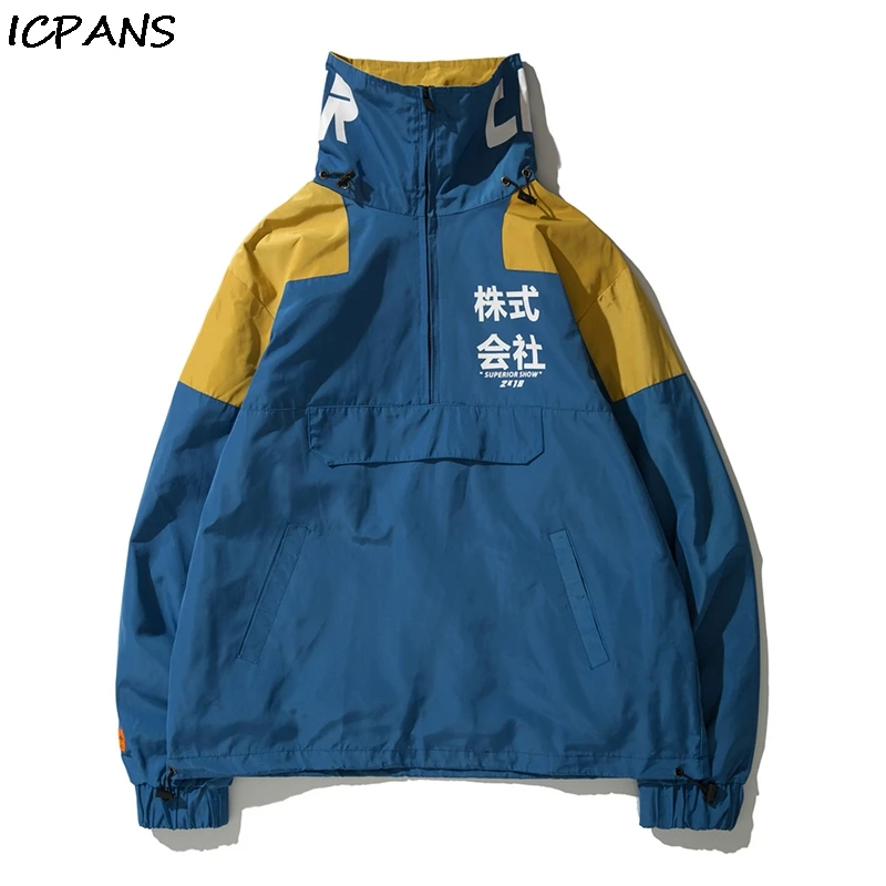 

ICPANS Hip Hop Jacket Windbreaker Men Japan Harajuku Multi Pockets Coat Retro Vintage Track Jacket Streetwear 2019 Autumn
