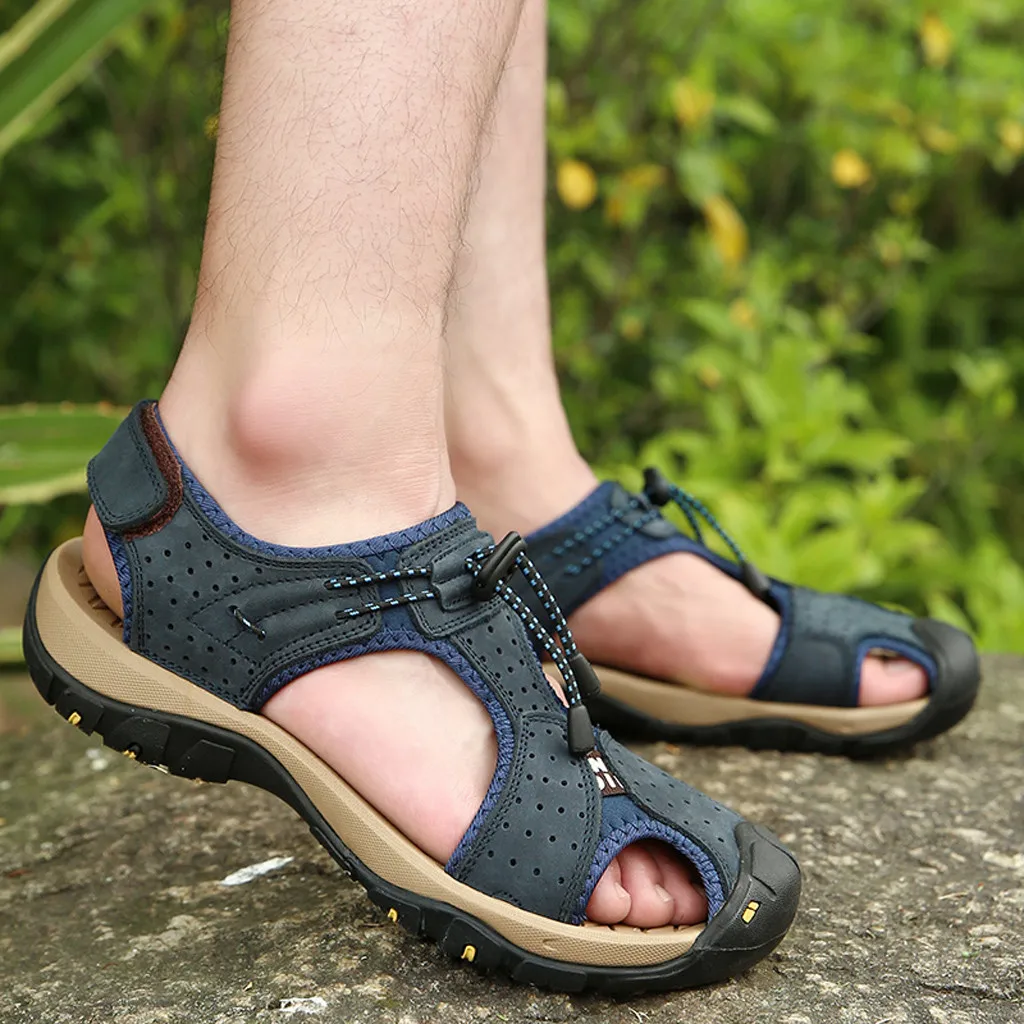 YOUYEDIAN летние сандалии для мужчин обувь с закрытым носком и на открытом воздухе Для мужчин кожаные туфли Мужская Туфли без каблуков Повседневное пляжная обувь дышащая спортивные сандалии# G3