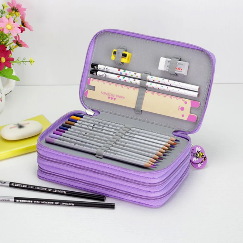36/48/72 Holes Pencil Case For Drawing Painting Art Marker Pens Multifunction Large Capacity School Stationery Bag Pouch Supply