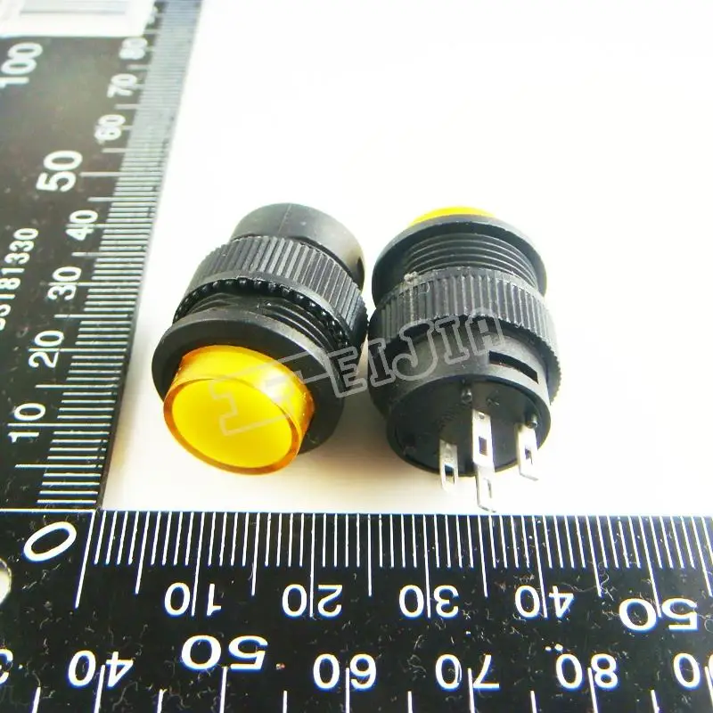 

R16-503BD With LED Yellow  1A/250V 4Pin Non Self-locking Push Button Switch (Self reset switch) 10Pcs/lot