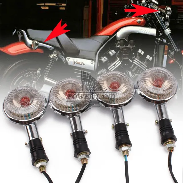 2pairs 12V Mototcycle Clear Lens Amber Light Turn Signal Lights Lamp
